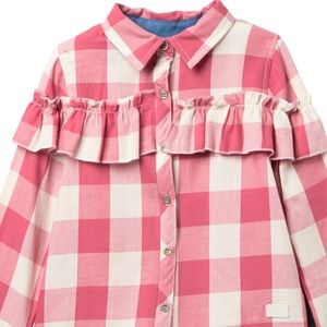 Toddler Girls 7 For All Mankind Check Ruffle Shirt